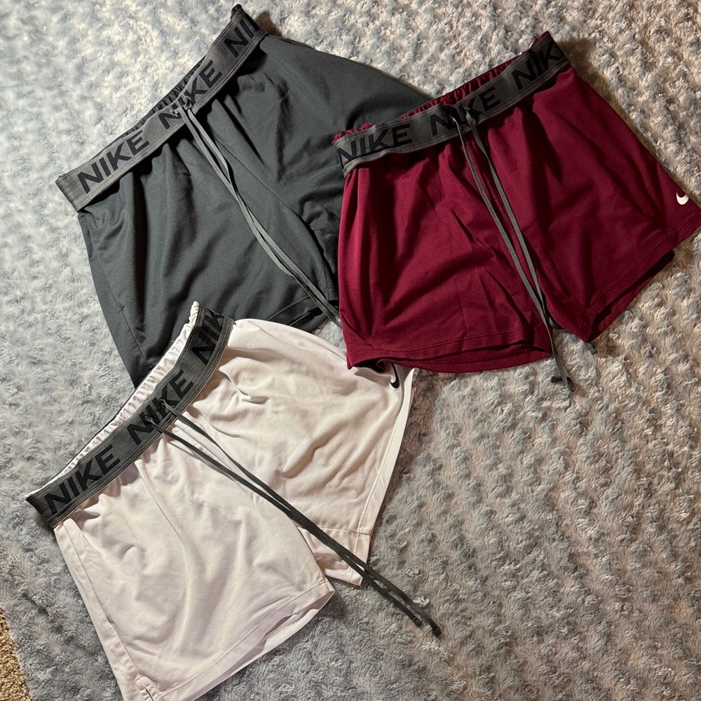 Nike Women's Athletic Shorts - Black, Maroon, and White